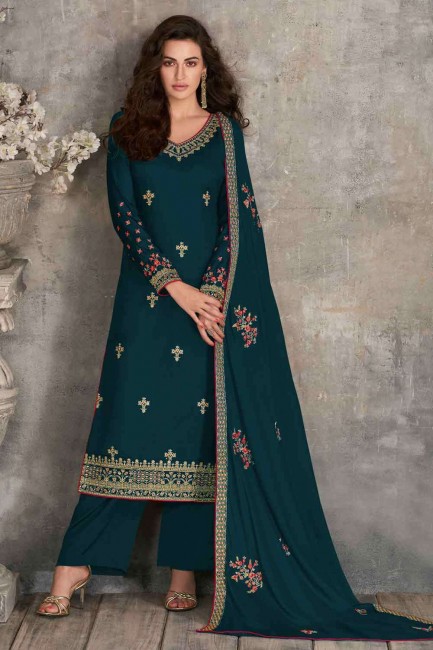 Aqua blue Georgette Eid Pakistani Suit