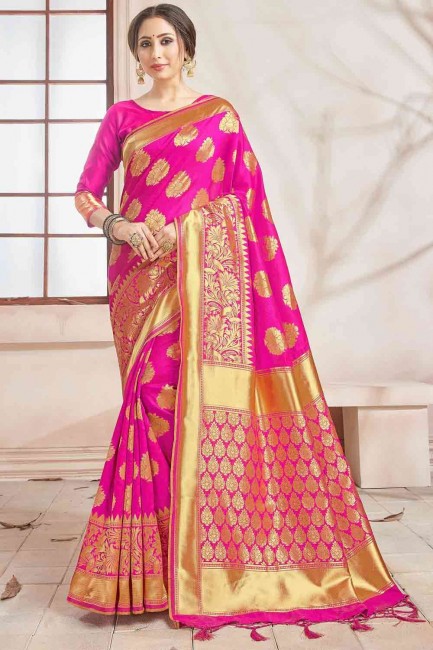 New Pink Banarasi raw silk Banarasi Saree