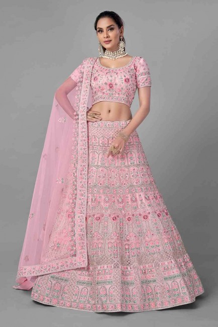 Stunning Pink Soft net Lehenga Choli