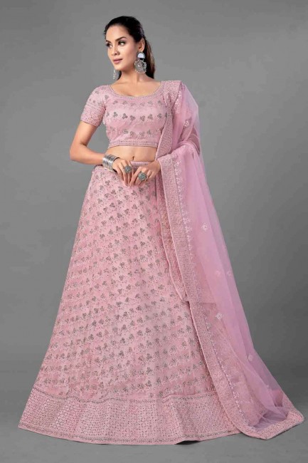 Splendid Pink Soft net Lehenga Choli