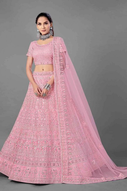 Magnificent Pink Soft net Lehenga Choli