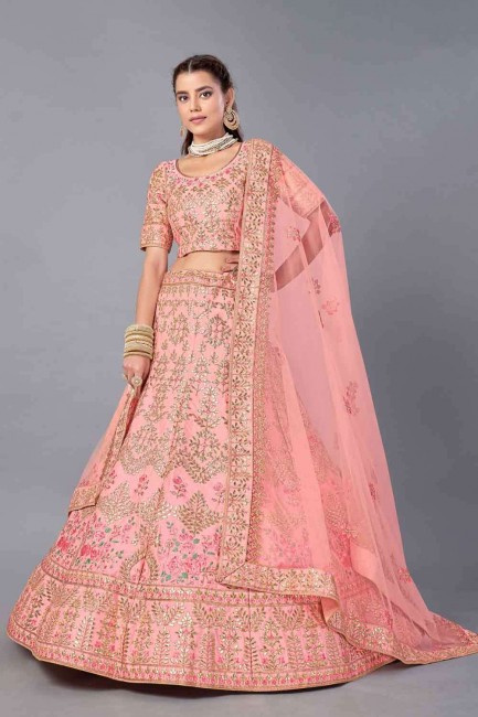 Modish Pink Art silk Lehenga Choli