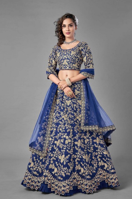 Delicate Blue Art silk Lehenga Choli