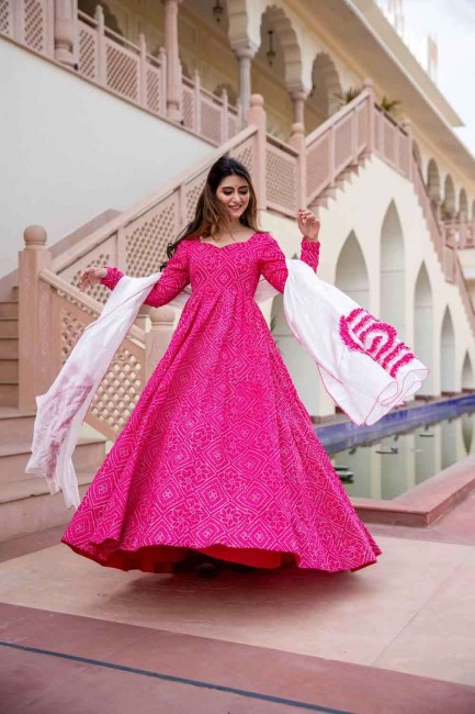 Pink Cotton Gown Dress