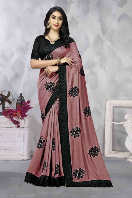 Elegant Pink Silk Saree