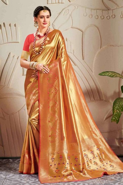 Alluring Red Banarasi raw silk Banarasi Saree