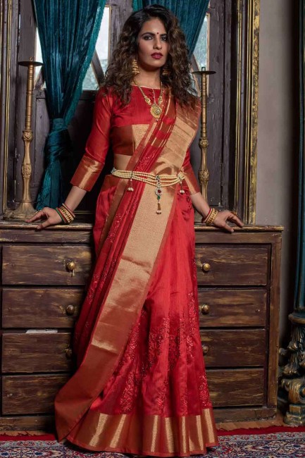 Red Handloom silk Saree