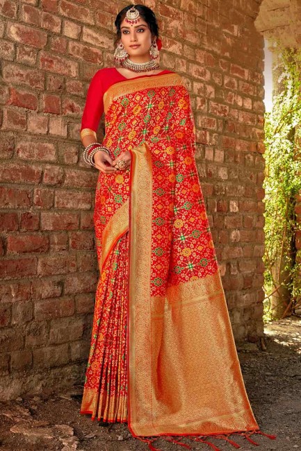 Magnificent Red Banarasi raw silk Banarasi Saree