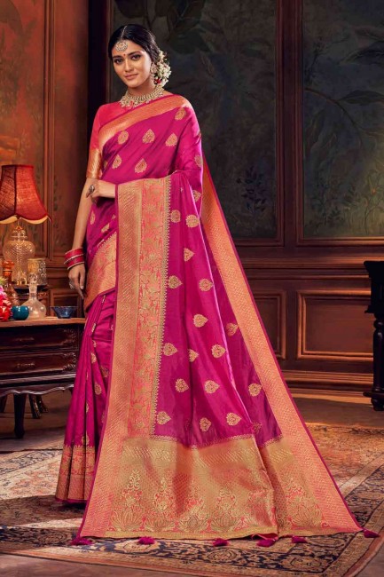 Designer Pink Art silk South Indian Saree
