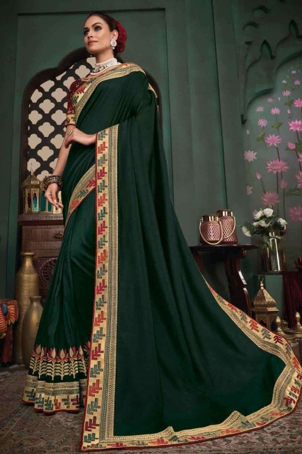 Splendid Art silk Saree in Green