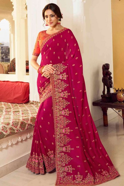 Appealing Pink Silk Saree