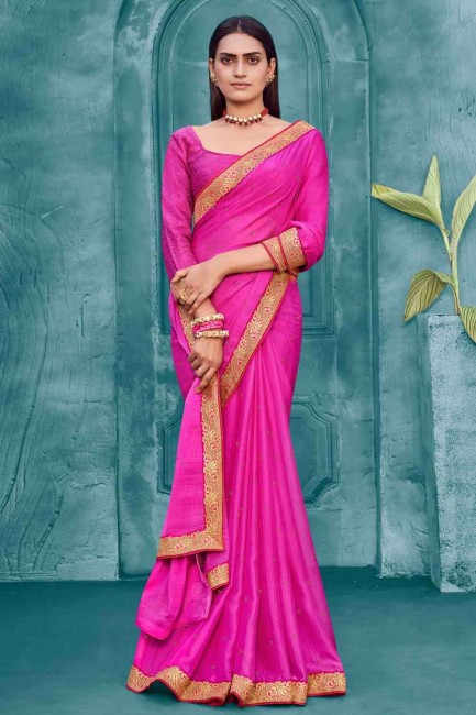 New Chiffon Saree in Pink