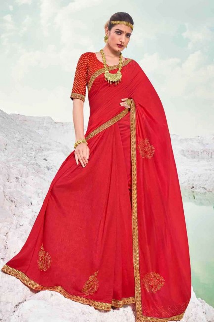 Magnificent Red Silk Saree