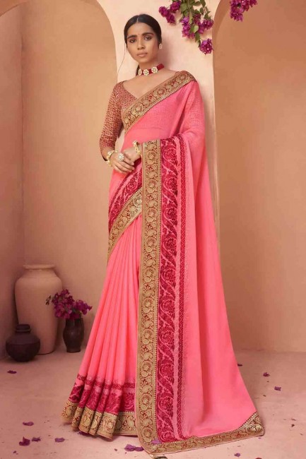 Sassy Thread Saree in Pink