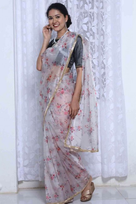 Impressive White Silk Saree