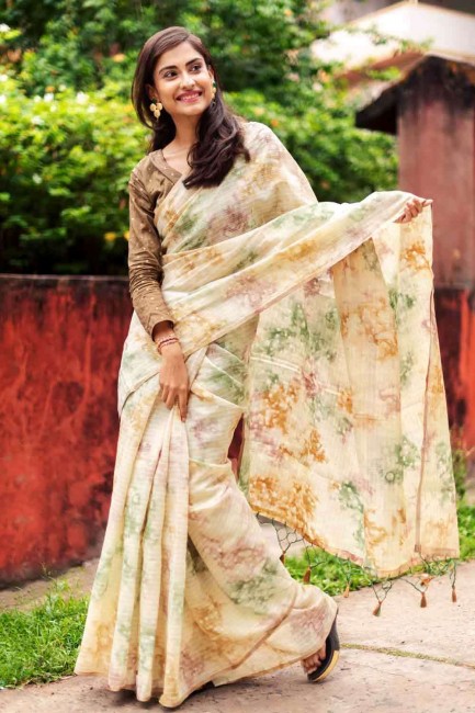Silk Saree in Cream