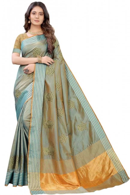 Contemporary Embroidered Saree in Blue