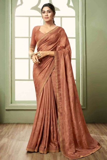 Thread Saree in Brown