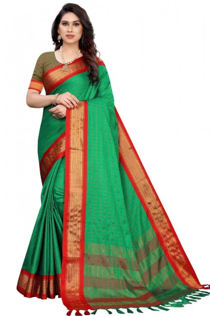 Contemporary Green Silk Saree
