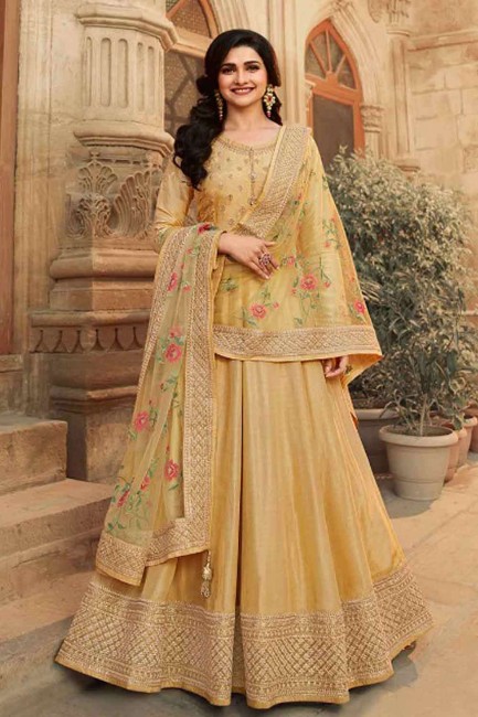 Embroidered Anarkali Suit in Yellow