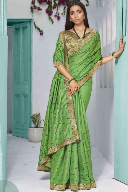 Latest Ethnic Green Silk Saree