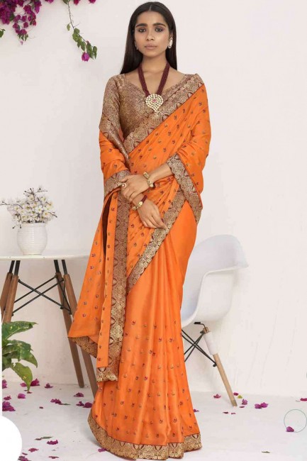 Traditional Silk Saree in Orange