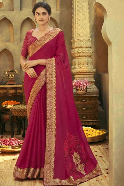 Sassy Embroidered Saree in Pink