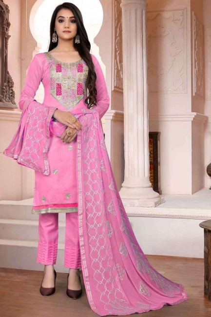 Light pink Chanderi Salwar Kameez