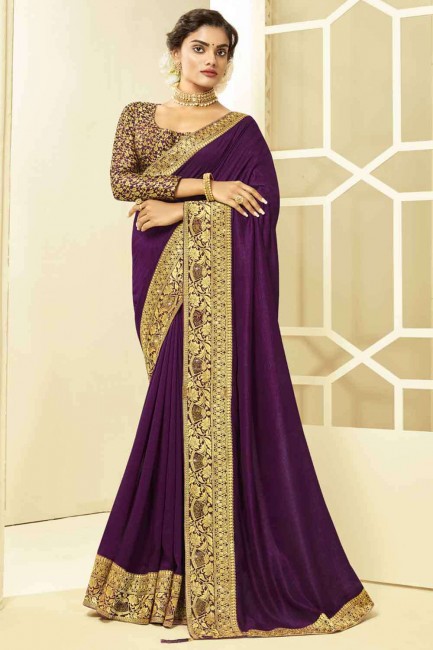 Weaving South Indian Saree in Purple