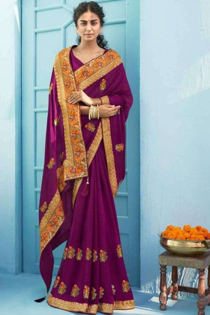 Glorious Purple Silk South Indian Saree