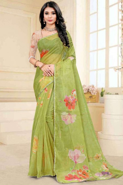 Fascinating Green Silk Saree