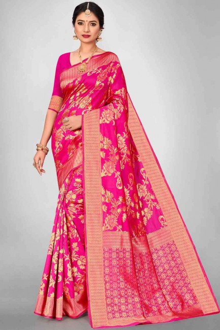 Cornell red Weaving South Indian Saree in Art silk