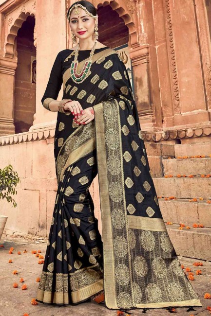 Black Weaving Silk Banarasi Saree