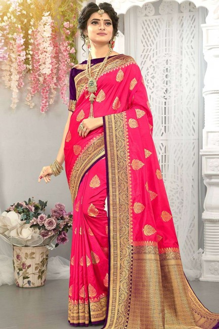 Pink Wevon 2D Silk South Indian Saree
