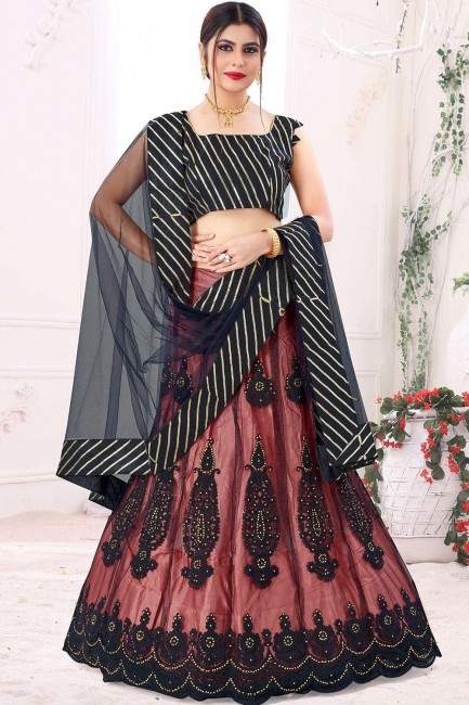 Sequins Net Wedding Lehenga Choli in Black