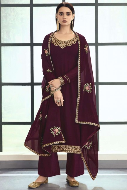 Georgette Eid Palazzo Suit with Designer Embroidered