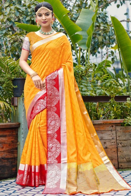 Yellow Weaving Banarasi silk Banarasi Saree