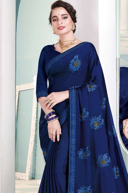 Rangoli Silk saree in Blue with Butta Thread Embroidery Work