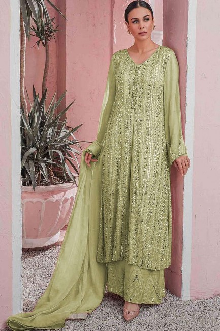 Pista pakistani palazzo suit in Designer Heavy Embroidery Work Faux Georgette