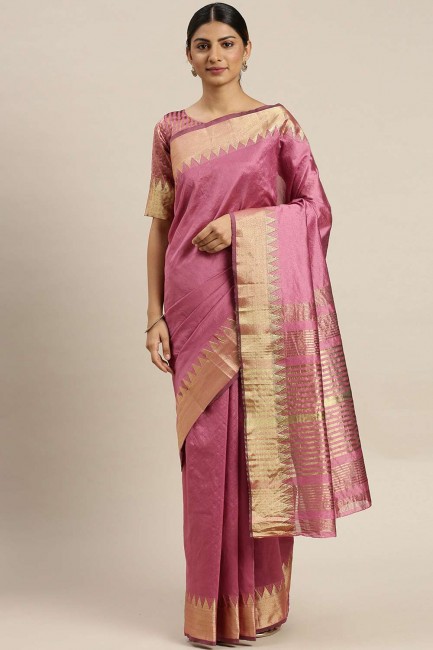 Assam Silk saree in Pink with Weaving Designer