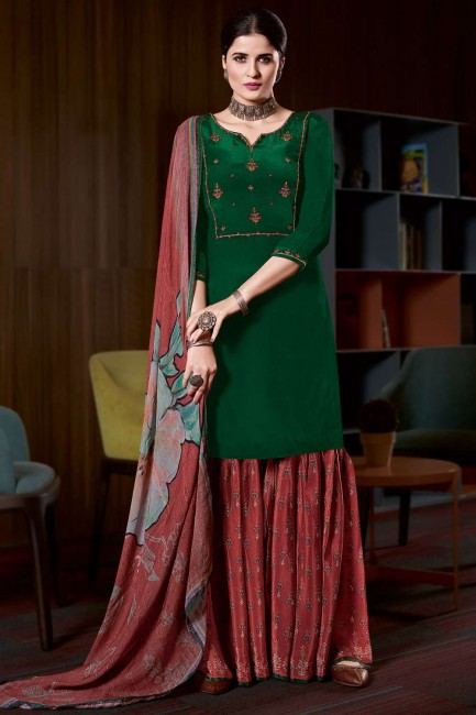 Crepe Eid Palazzo Suit with Embroidered