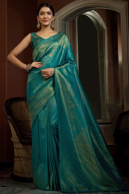 Blue Art silk Saree with Weaving