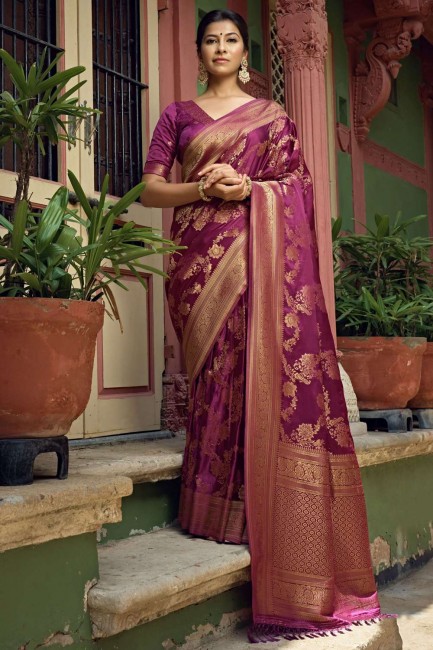 Art silk Weaving Saree in Purple with Blouse