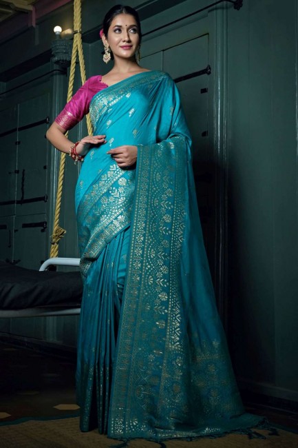 Art silk Saree in Blue with Zari,weaving