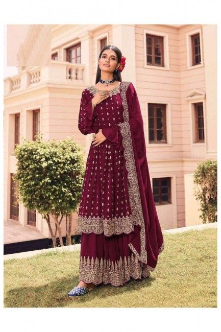 Faux georgette Faux georgette Eid Palazzo Suit with Embroidered