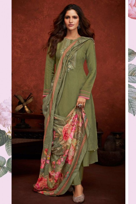 Viscose Pista  Eid Palazzo Suit in Embroidered