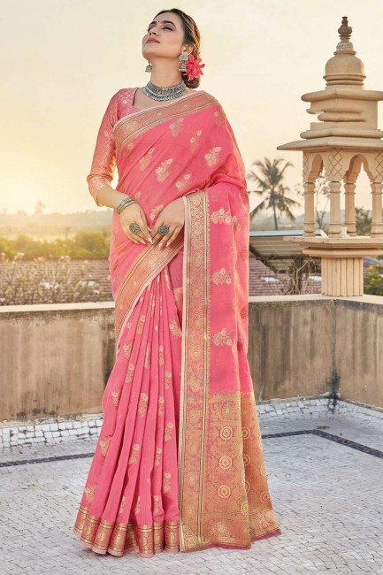 Pink Weaving Cotton Saree