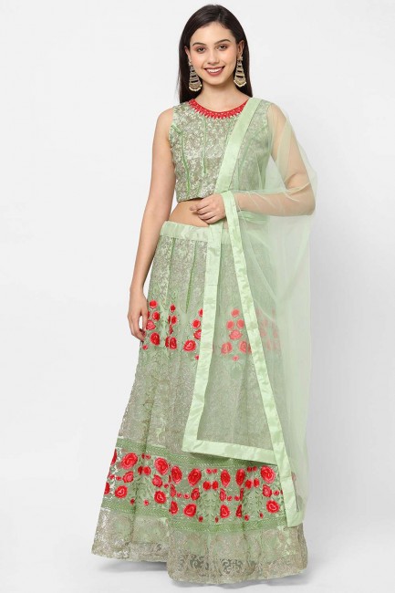 Pista  Embroidered Party Lehenga Choli in Net