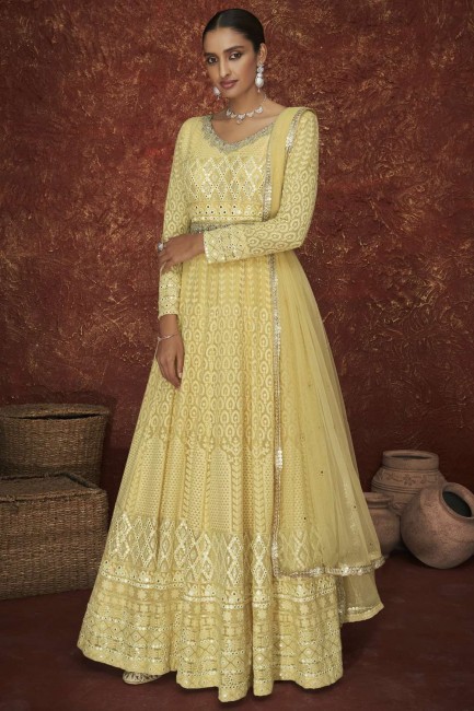 Georgette Eid Anarkali Suit with Embroidered