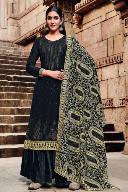 Georgette Eid Palazzo Suit with Stone with moti
